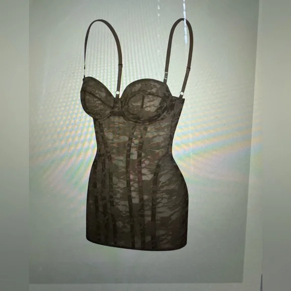 NWT Savage x Fenty Diesel camo green lace long corset bustier slip lingerie 1X * - Picture 3 of 9